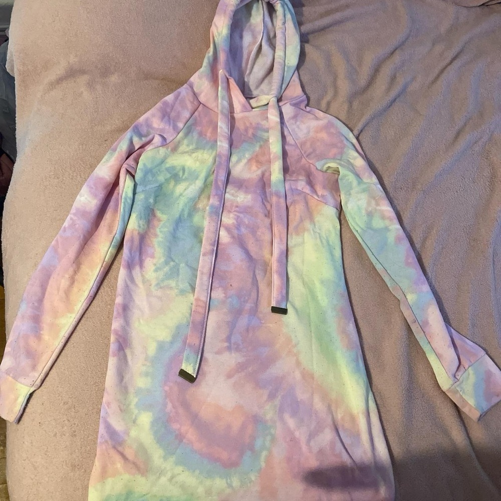No Boundaries Pastel Tie-Dye Hoodie Dress